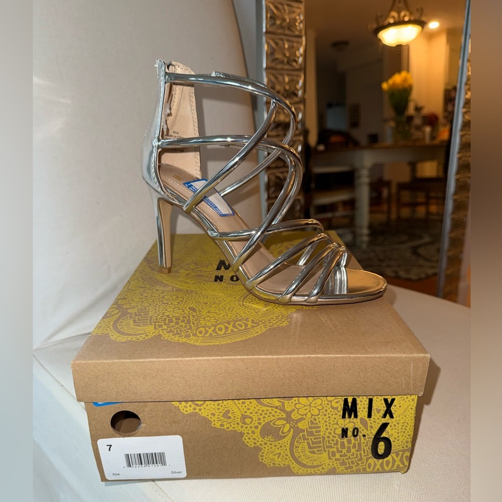 Mix No. 6 Metallic Silver Strappy High Heel Sandals